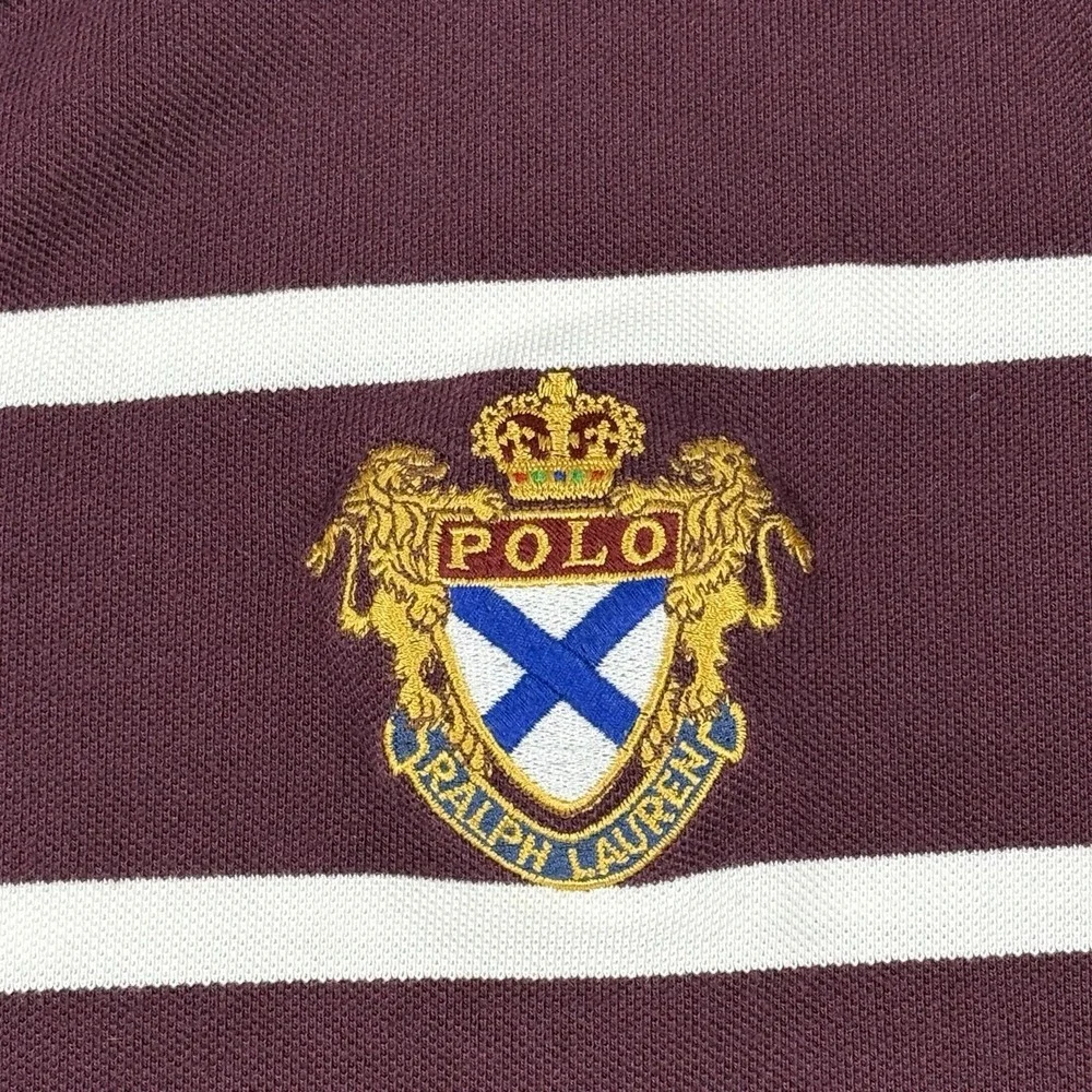 Vintage 90s Polo Ralph Lauren Striped Crest Polo Shirt Men's XL Custom Fit